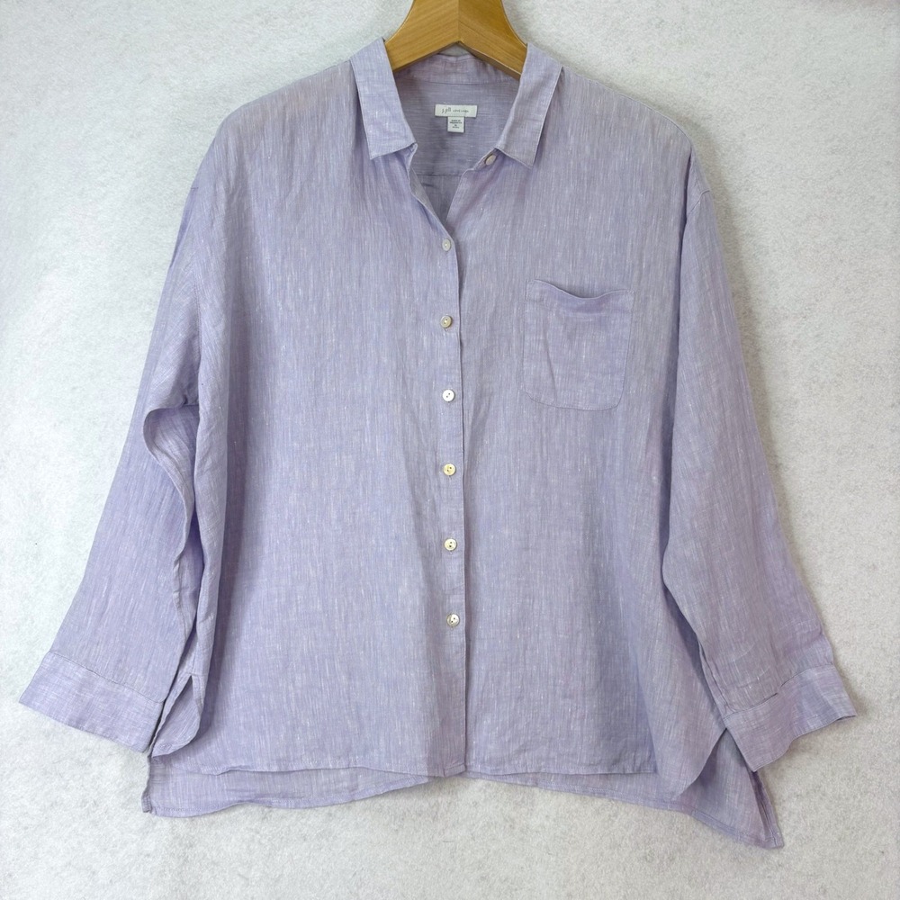 J. Jill Love Linen Button Down Lavender Purple Shirt Women XLp Coastal Grandma